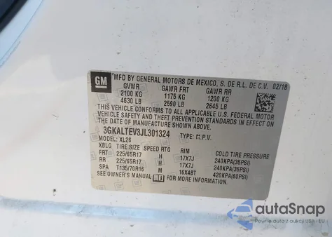 2018 GMC Terrain Sle z USA, uszkodzony, nr VIN 3GKALTEV3JL301324